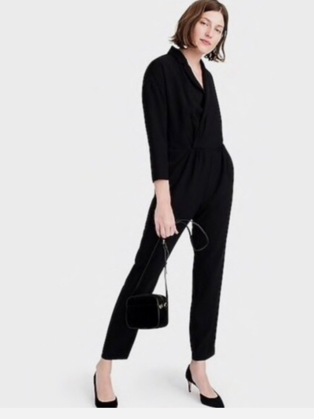 J. Crew Black Tailored Long-Sleeve Jumpsuit